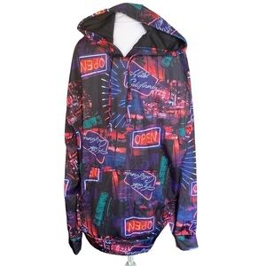 Vintage Fresh Prints of Belair Hotel California Neon Streetwear Hoodie Sz 4X